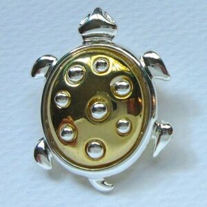 Vintage Danecraft Turtle Dual Silver Gold Tone Pin Brooch